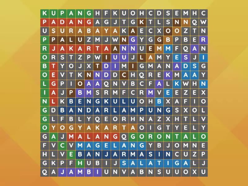 Kota Di Indonesia Wordsearch