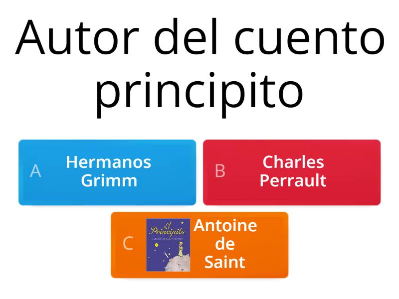 Aprende los nombres del autor de algunos cuentos infantiles Cuestionario