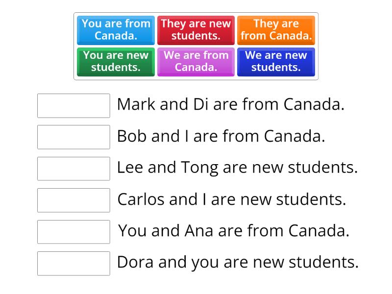 CEPBA - you / we / they Sentence Matching - Match up