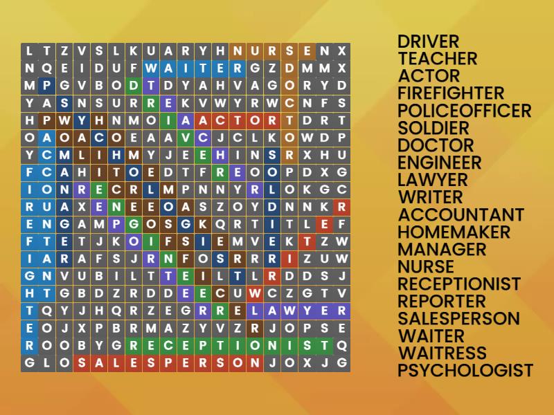 Jobs & Occupations - Sopa de letras