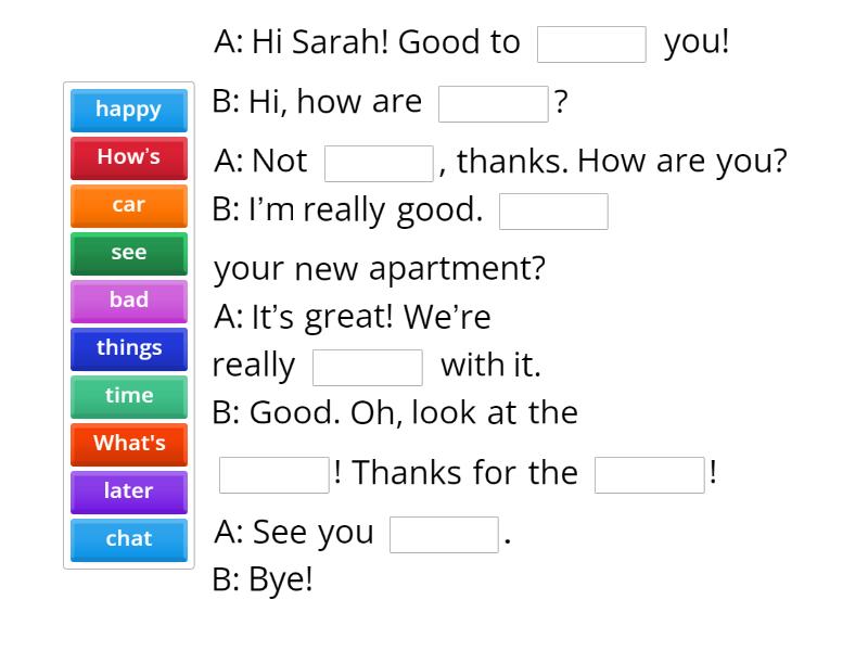 SO A1 Unit 2C Small talk - complete - Complete the sentence