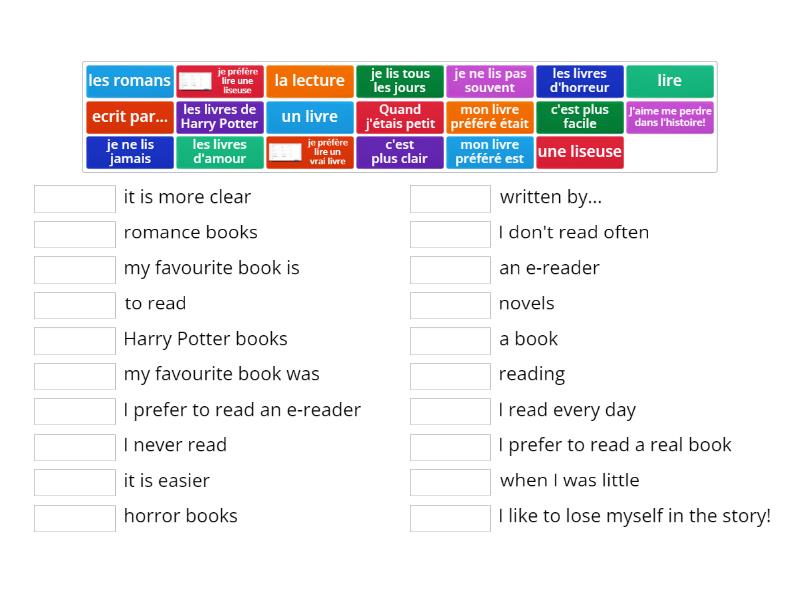 La lecture (reading) - Match up