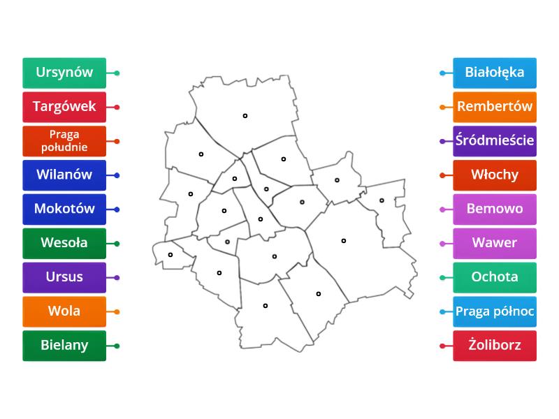 Dzielnice Warszawy - Labelled diagram