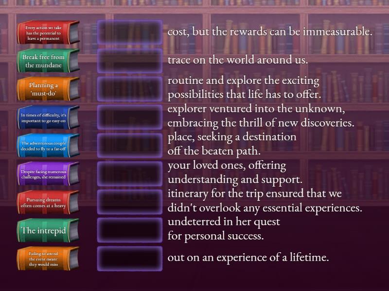 SC Bucket List sentence halves Match up