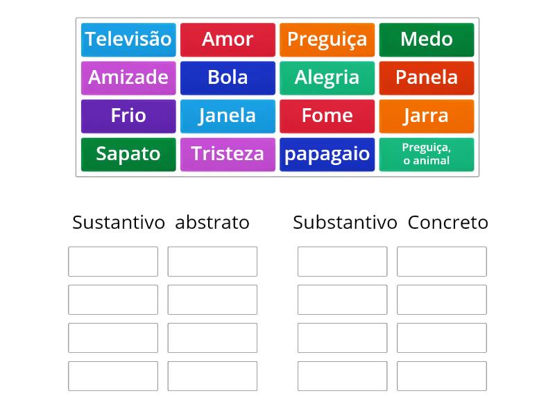 Substantivos abstratos e concretos - Group sort