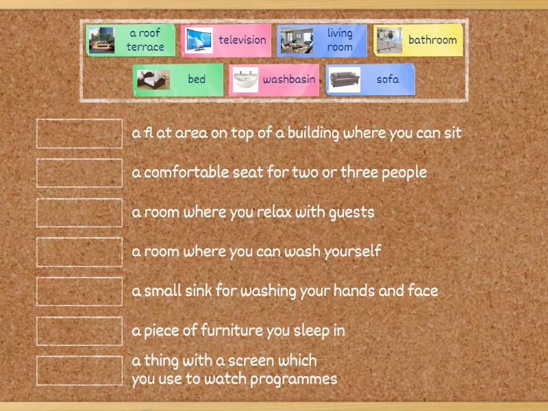 SpeakOut.ElementaryUnit 5. Rooms and furniture. Match the words with