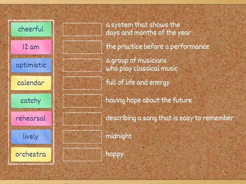 Academy stars 5 Unit 7 Vocab 2 - Match up