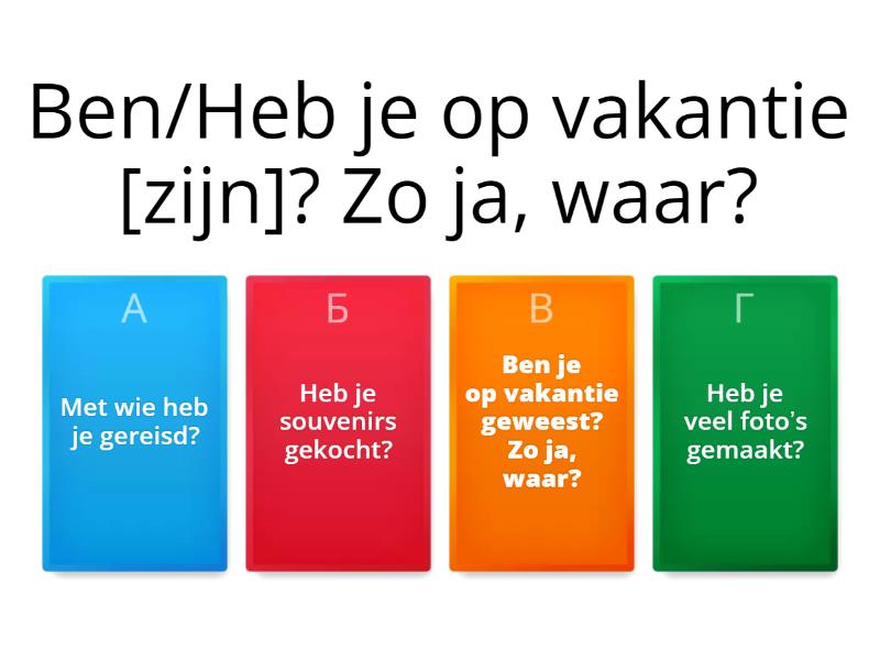 Perfectum. Wat heb je in de vakantie gedaan? Quiz