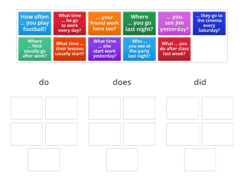 Empower Starter (Unit 9, do/does/did) - Group sort