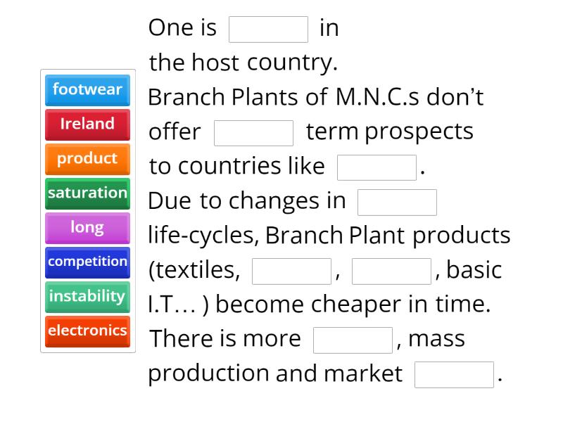 Disadvantages of Branch plants - Complete the sentence