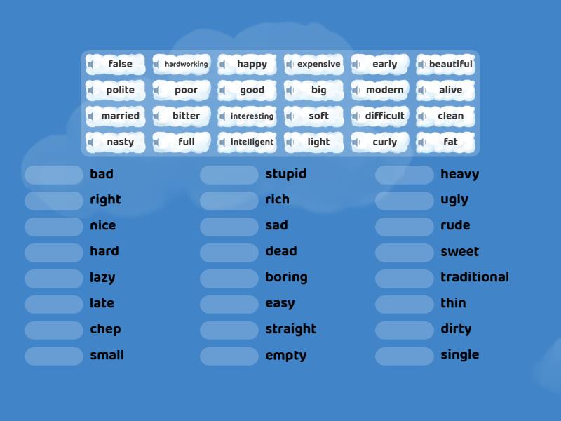 Opposite adjectives - Match up