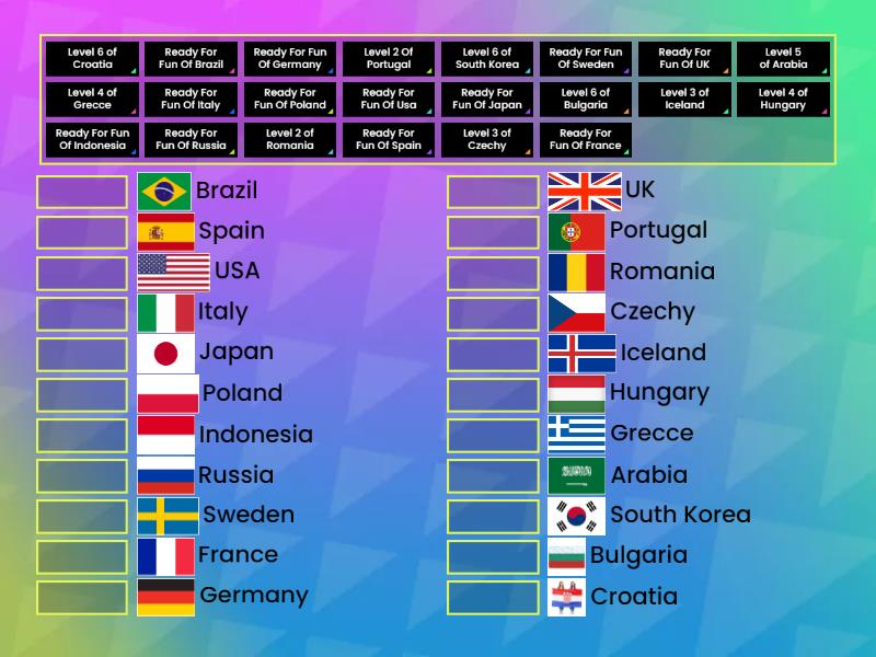 Flags Ready For Fun And Flags Level 2-6 - Match up