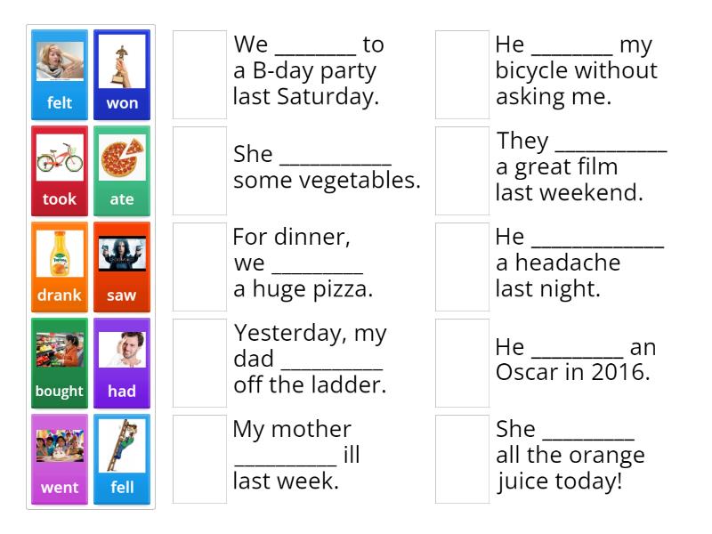 Past Simple Irregular Verbs - Game Show - Match up