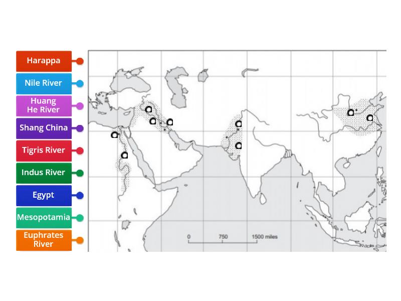 Cradles of Civilization Map Labelled diagram