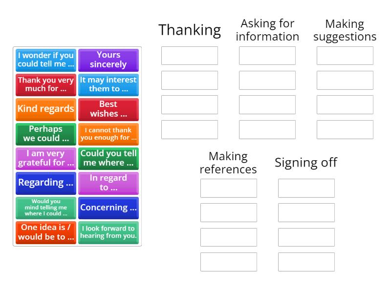 Writing A Formal Email - Group sort