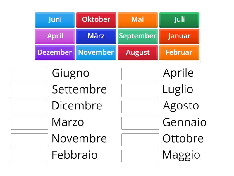 I mesi dell'anno in tedesco - Match up