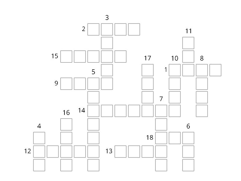 Kruiswoordraadsel Engels - Crossword