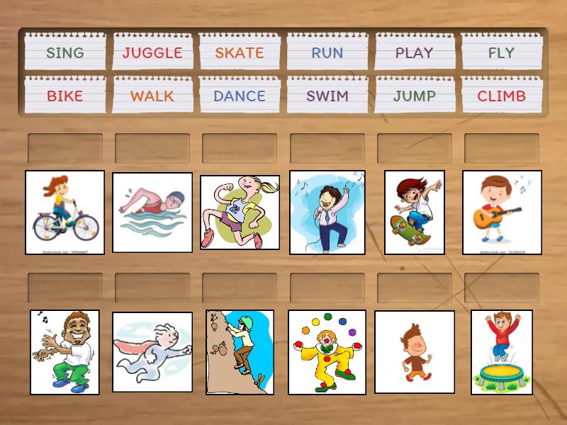 Action verbs - Vocabulary activity - Une las parejas