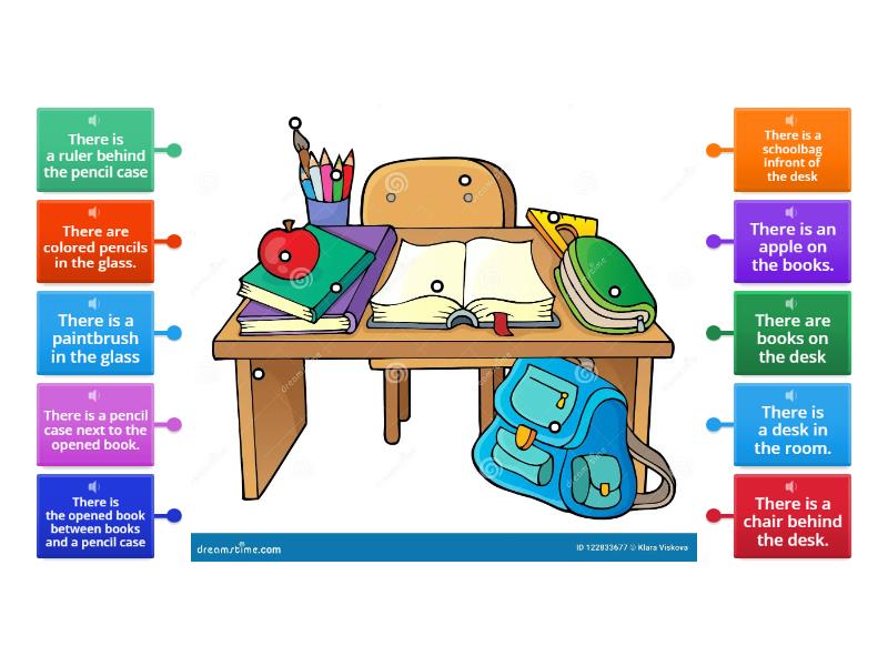 There is are school supplies - Labelled diagram
