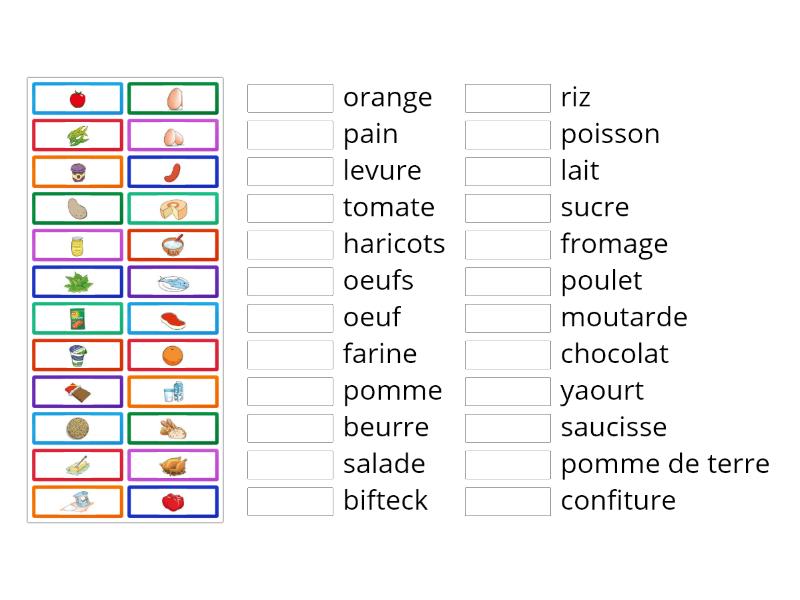 Lexique Aliments - Match Up