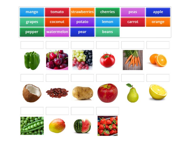 AS 2 Unit 8 Fruit and vegetables - Match up