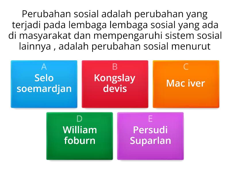 Bentuk Bentuk Perubahan Sosial - Quiz