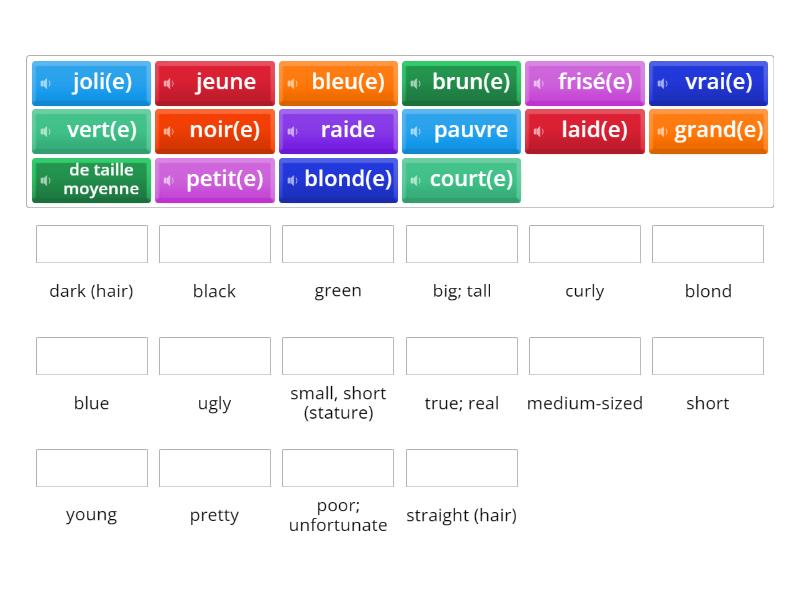 D'accord! 1 3A Adjectifs descriptifs - Match up