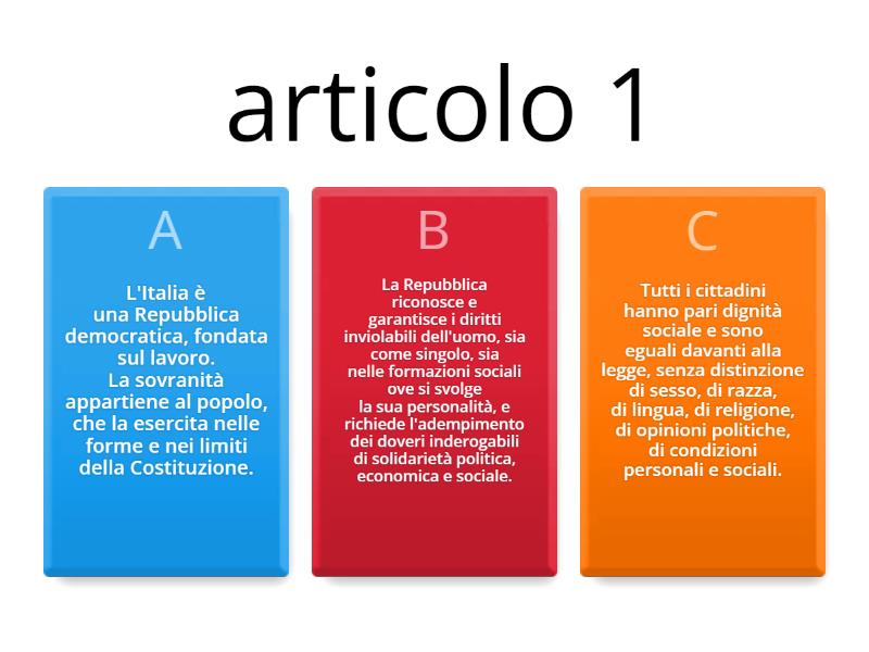 Articoli Della Costituzione - Quiz