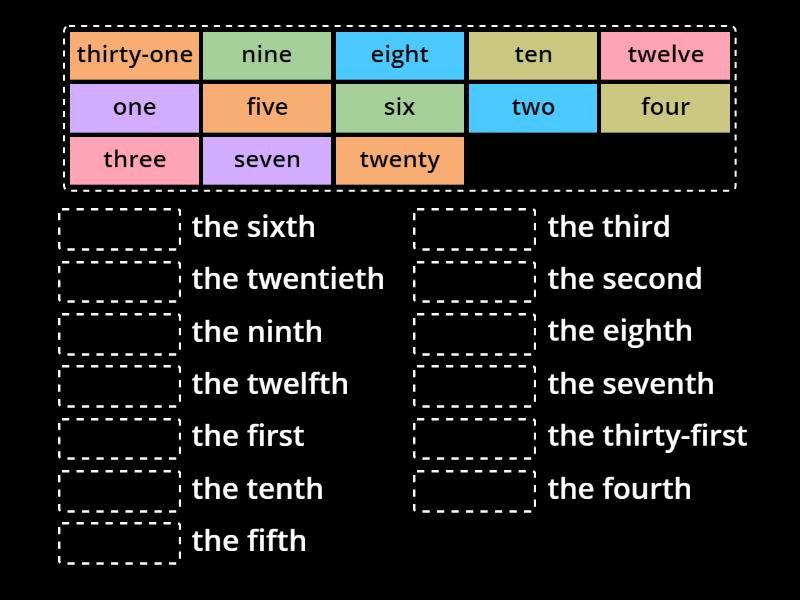 Ordinal numbers - Match up