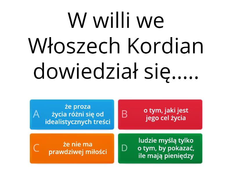 "Kordian" - Powtórzenie - Test