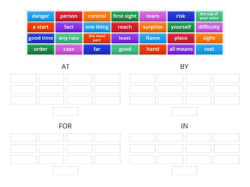 Prepositional Phrases - Group sort