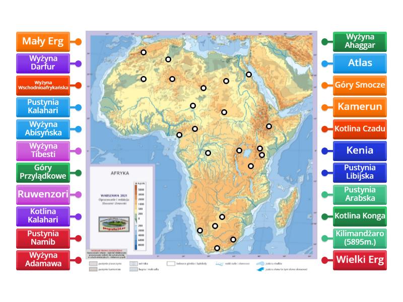 Krainy geograficzne Afryki - Labelled diagram