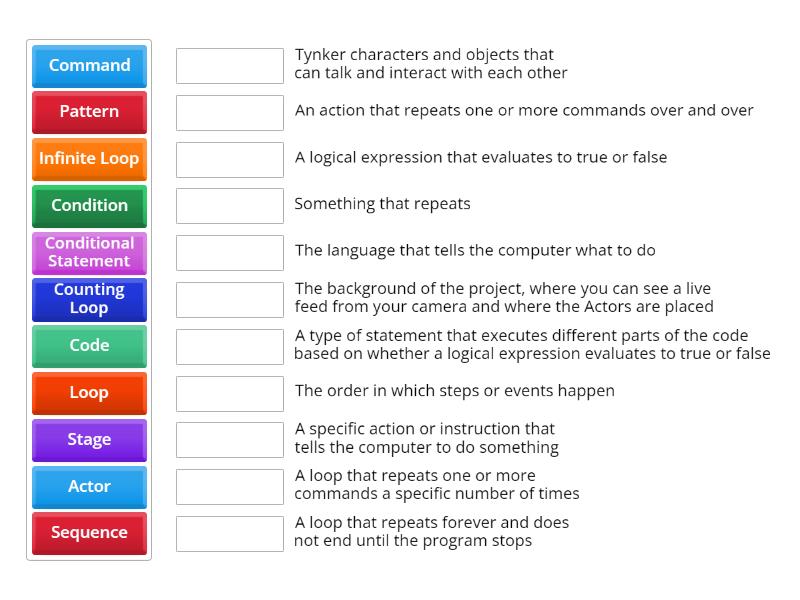4 6 coding vocabulary match up