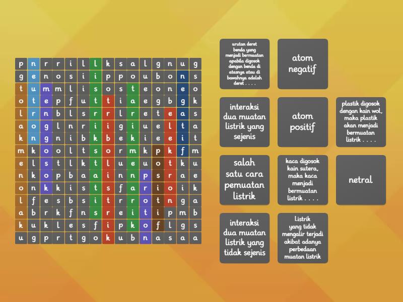 Kuis --Listrik Statis-- - Wordsearch