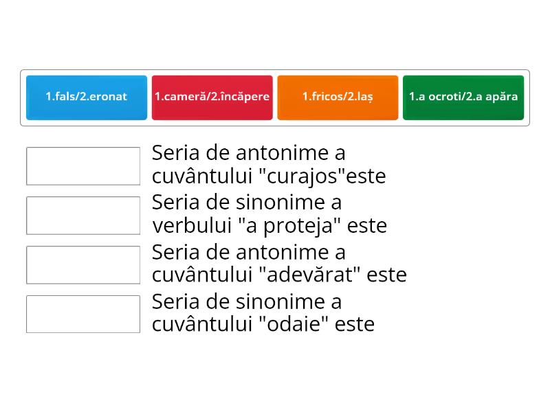 Sinonime și Antonime - Match Up