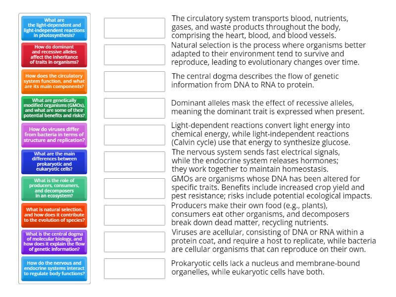 biology - Match up