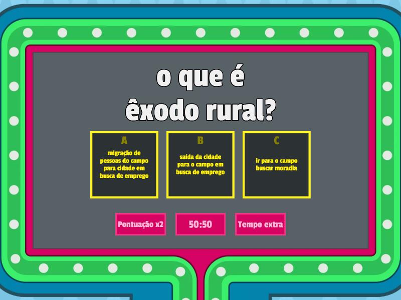 êxodo rural - Gameshow quiz