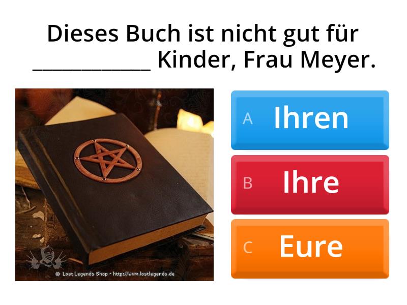 2Possessiv und andere Artikel Akkusativ + Dativ mit/ ohne Präpositionen Quiz