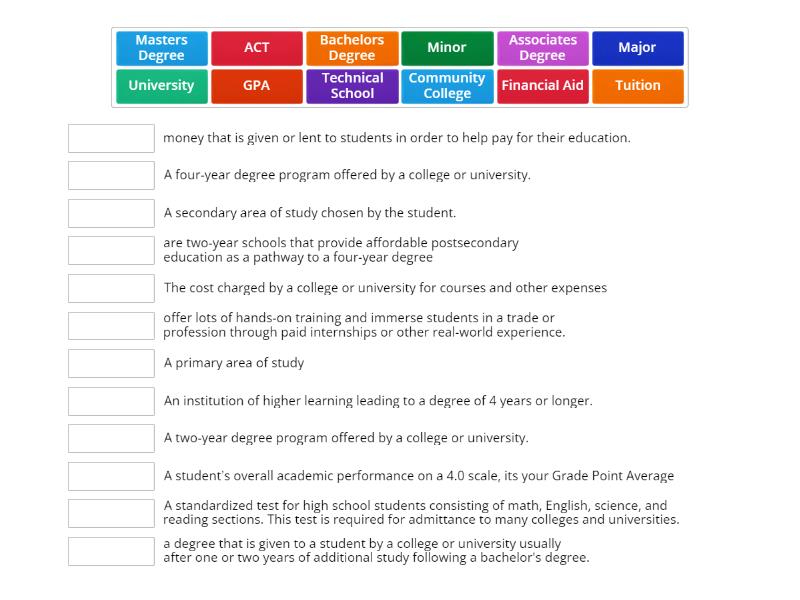 College Terms - Match up