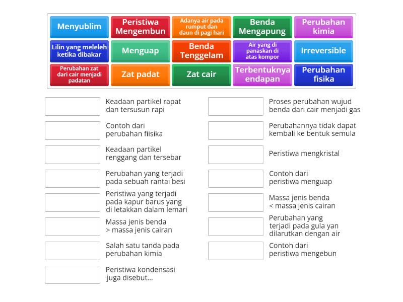 Kuis Wujud Zat Dan Perubahannya - Match Up