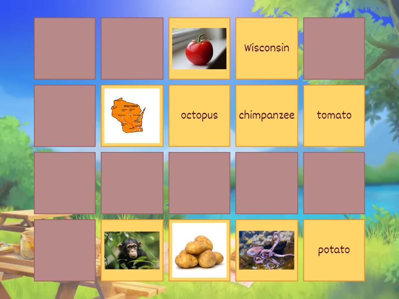 3 Syllable Words - Memory Match with Pictures - Matching pairs