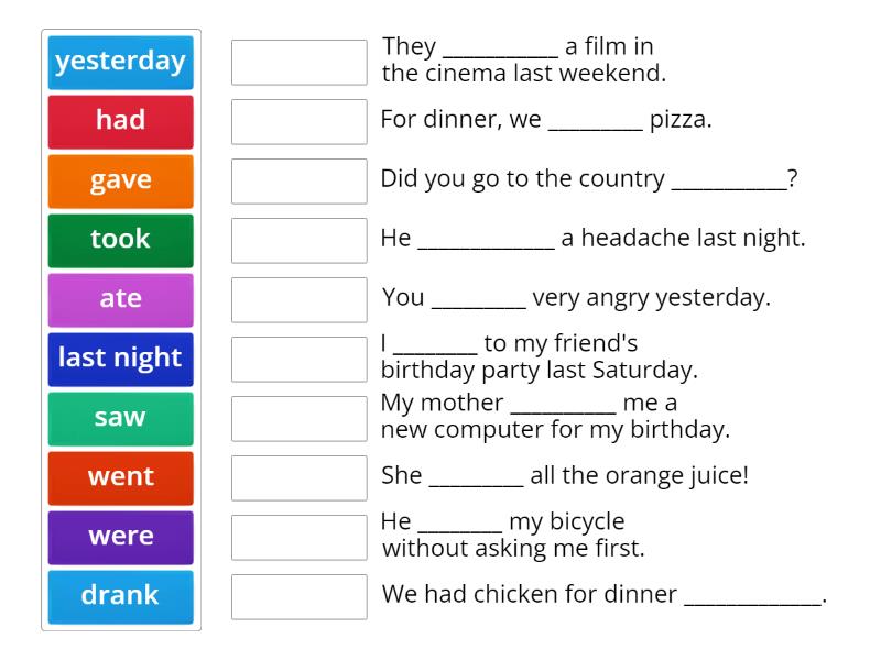 Past Simple Irregular Verbs - Match up