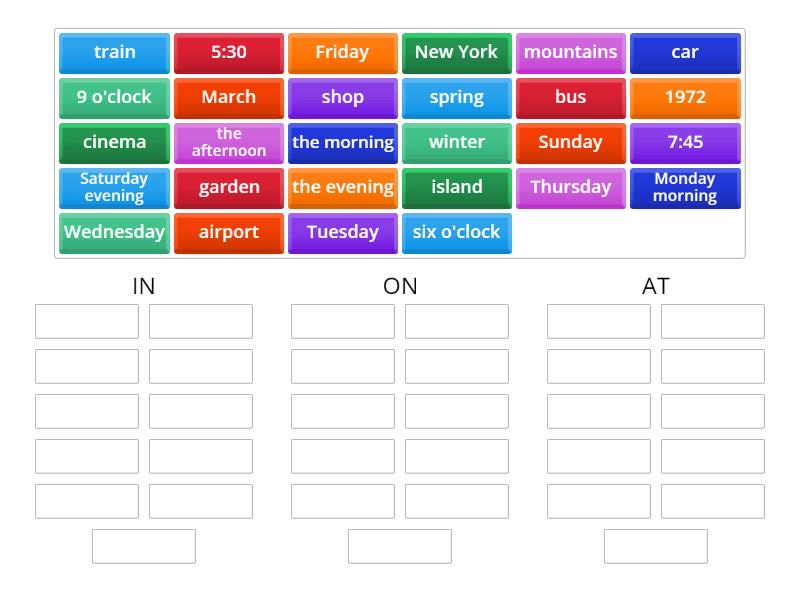 IN - ON - AT - Group sort