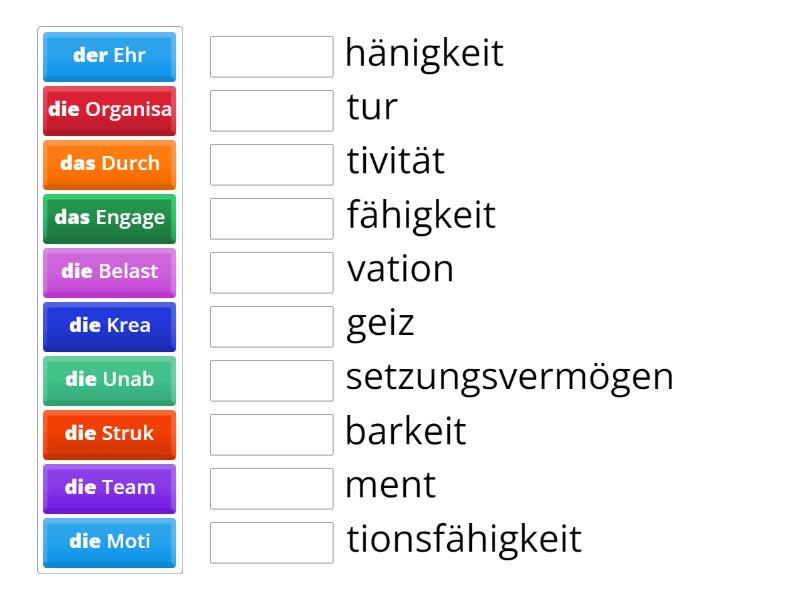 persönliche Eigenschaften B2 - Match up