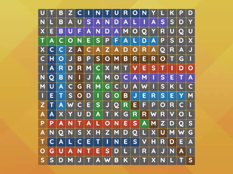 La ropa - Wordsearch