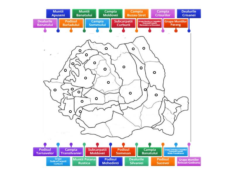 SUBUNITATI DE RELIEF ROMANIA - Diagramă Etichetată