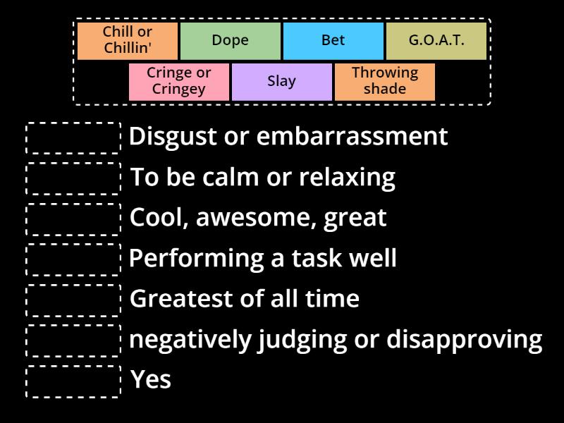 Slang from American Pop Songs - Match up