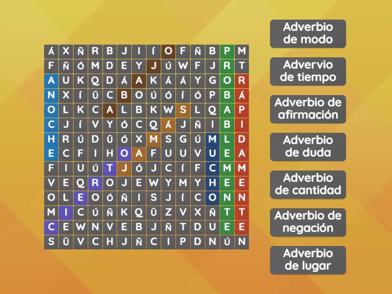 Adverbios Sopa De Letras