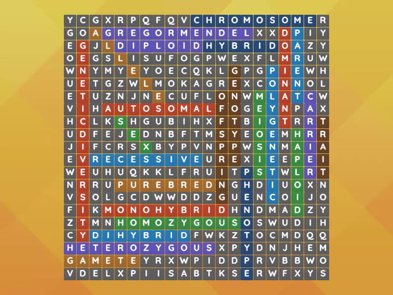 Meiosis & Genetics - Wordsearch