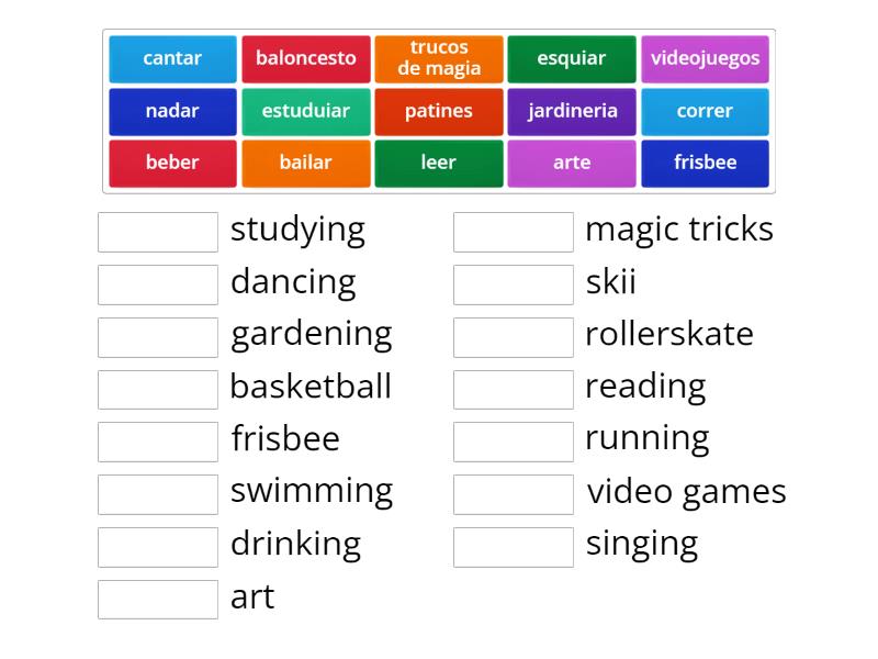 SPANISH QUIZ YAY Match up